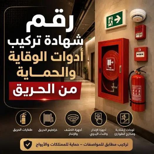 رقم-شهادة-تركيب-أدوات-ادوات-الوقاية-والحماية-من-الحريق