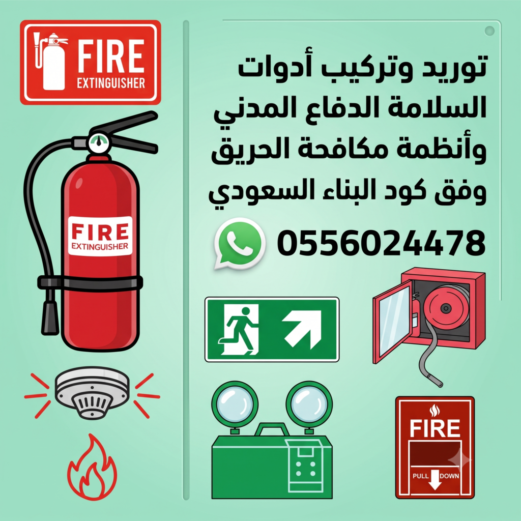 توريد-و-تركيب-أدوات-السلامة-الدفاع-المدني-و-أنظمة-مكافحة-الحريق-وفق-كود-البناء-السعودي