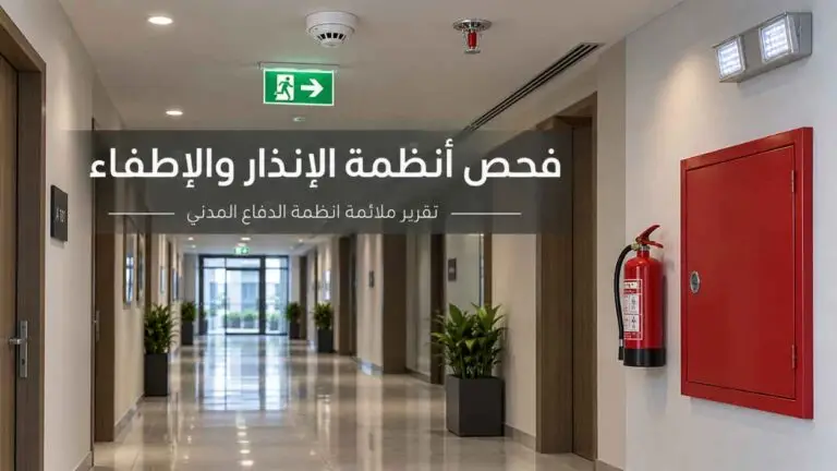تقرير ملائمة انظمة الدفاع المدني فحص أنظمة الإنذار والإطفاء ومخارج الطوارئ