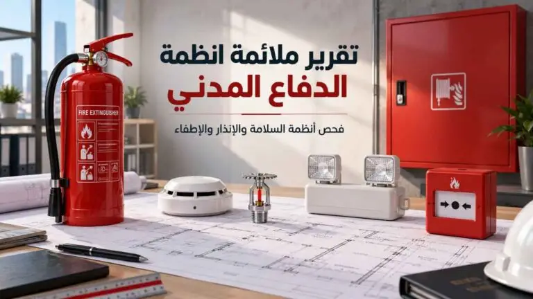 تقرير ملائمة انظمة الدفاع المدني وفحص أنظمة الإنذار والإطفاء ومخارج الطوارئ
